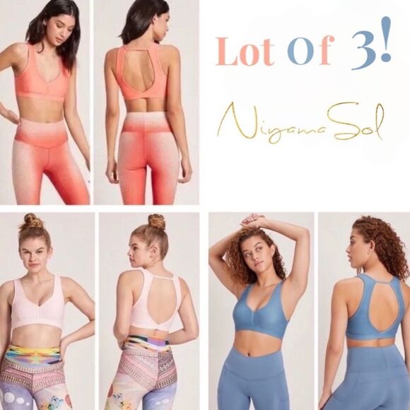 Niyama Sol Eclipse Medium Support Sports Bras In Coral, Slate Blue, Ballet Pink - Picture 2 of 16